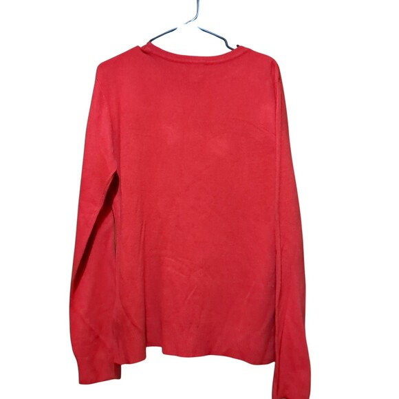 Basic Edition 100% Polyester Red Sweater XL Pullover.  Red Beading - Picture 3 of 9